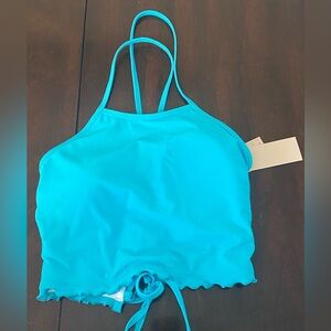 New NWT Indigo Sky Maurice's Teal‎ Neck Tie Halter Swim Top Size Large
